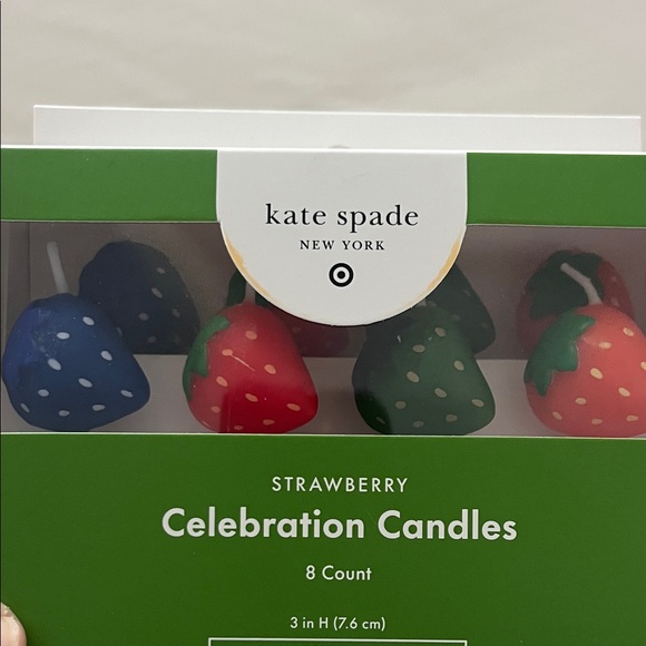 Kate Spade Strawberry Celebration Candles - Red, Green, Blue - Picture 3 of 3